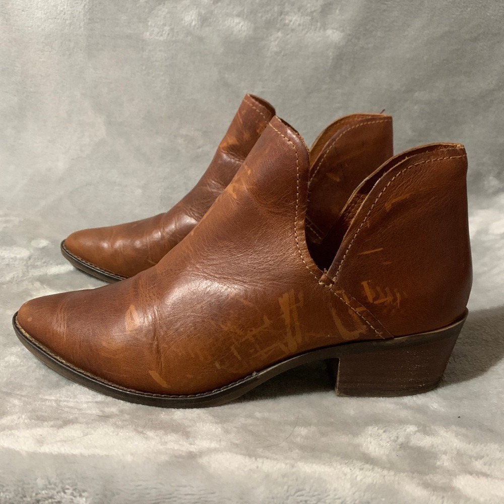 Steve Madden Austin Brown Leather V Cut Ankle Boots Women's Size 9.5 M Western - Picture 3 of 13